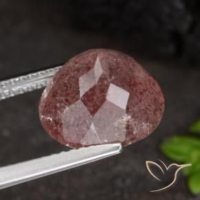 Cuarzo fresa Rosa oscuro natural de 4.88 ct, Redondo, Translúcido