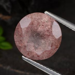 Cuarzo Fresa Rosa oscuro natural de 4.44 ct, Corte Redondo, Translúcido