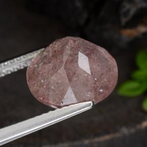 Cuarzo Fresa Rosa oscuro natural de 4.44 ct, Corte Redondo, Translúcido