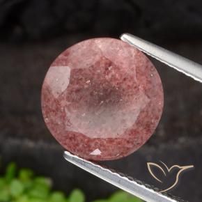 Cuarzo fresa Rosa rosado natural de 4.89 ct, Redondo, Translúcido
