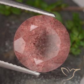 Cuarzo fresa Rosado rosa intenso natural de 4.73 ct, Redondo, Translúcido