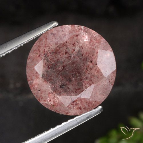 4.28ct Natural Rosa oscuro Cuarzo fresa, Redondo, Translúcido