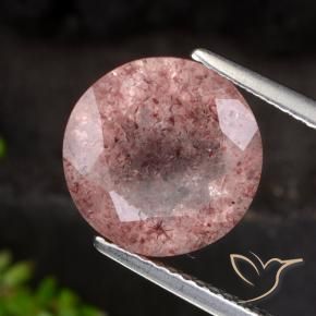 Cuarzo fresa Rosa oscuro natural de 4.28 ct, Redondo, Translúcido