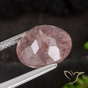 Cuarzo fresa Rosa oscuro natural de 4.28 ct, Redondo, Translúcido