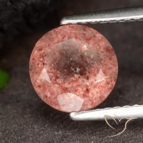 Cuarzo fresa Rosado frambuesa natural de 1.96 ct, Redondo, Translúcido
