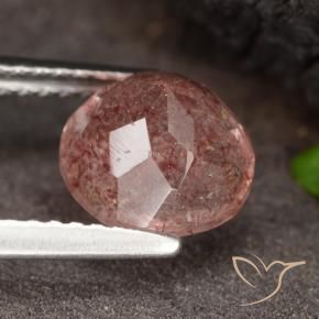 Cuarzo fresa Rosado frambuesa natural de 1.96 ct, Redondo, Translúcido