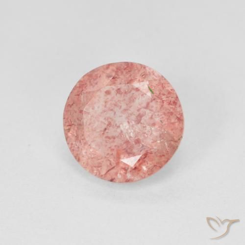 Cuarzo fresa Rosado claro natural de 1.87 ct, Redondo, Translúcido