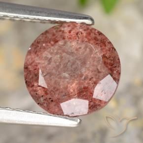 Cuarzo fresa Rosado medio natural de 1.76 ct, Redondo, Translúcido