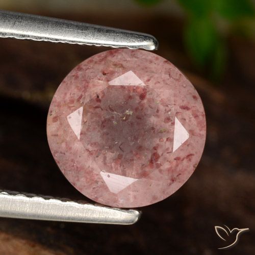 1.84ct Natural Rosado claro Cuarzo fresa, Redondo, Translúcido