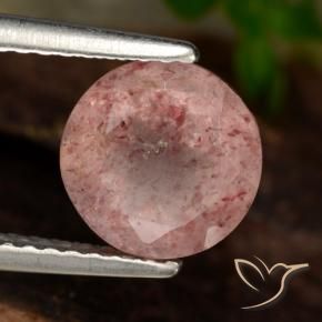 Cuarzo fresa Rosado claro natural de 1.84 ct, Redondo, Translúcido