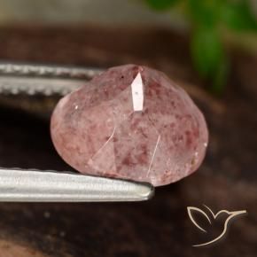 Cuarzo fresa Rosado claro natural de 1.84 ct, Redondo, Translúcido