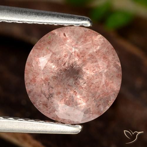 1.92ct Natural Rosado oscuro medio Cuarzo fresa, Redondo, Translúcido
