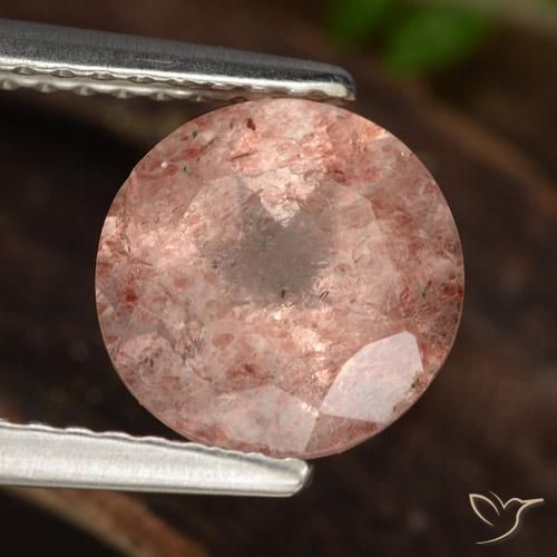 Cuarzo fresa Rosado oscuro medio natural de 1.92 ct, Redondo, Translúcido