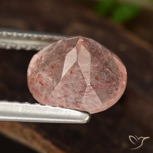 Cuarzo fresa Rosado oscuro medio natural de 1.92 ct, Redondo, Translúcido