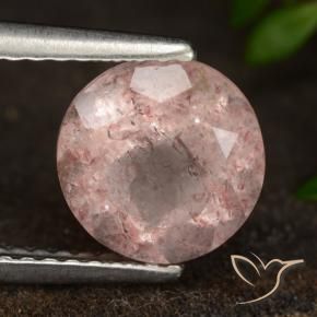 Cuarzo fresa Rosado terroso natural de 1.97 ct, Redondo, Translúcido