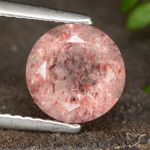 1.84ct Natural Rojo mariquita Cuarzo fresa, Redondo, Translúcido