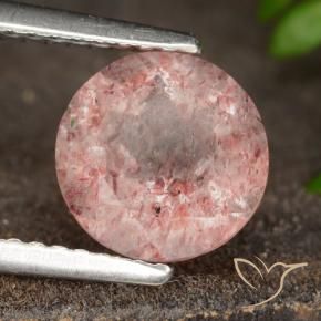 Cuarzo fresa Rojo mariquita natural de 1.84 ct, Redondo, Translúcido
