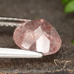 Cuarzo fresa Rojo mariquita natural de 1.84 ct, Redondo, Translúcido
