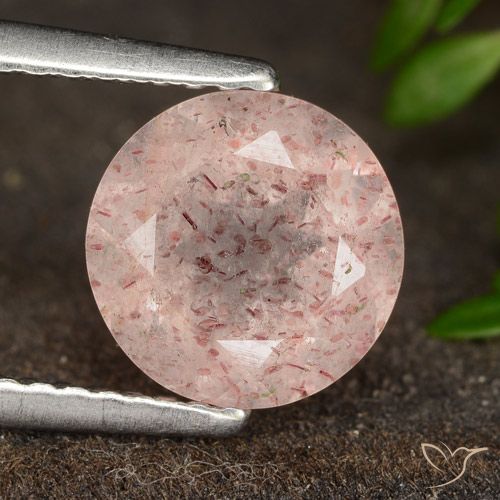 1.80ct Natural Rosado claro Cuarzo fresa, Redondo, Translúcido