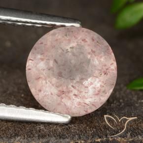 Cuarzo fresa Rosado claro natural de 1.80 ct, Redondo, Translúcido
