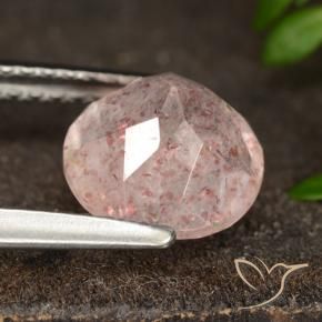 Cuarzo fresa Rosado claro natural de 1.80 ct, Redondo, Translúcido