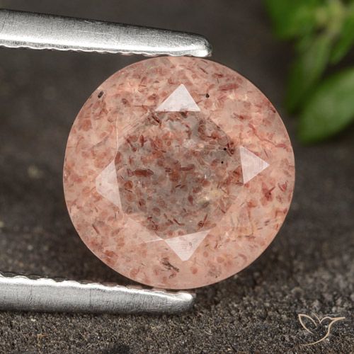 1.75ct Natural Rosado naranja Cuarzo fresa, Redondo, Translúcido