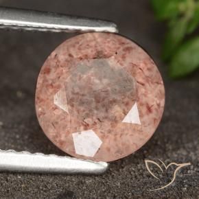 Cuarzo fresa Rosado naranja natural de 1.75 ct, Redondo, Translúcido