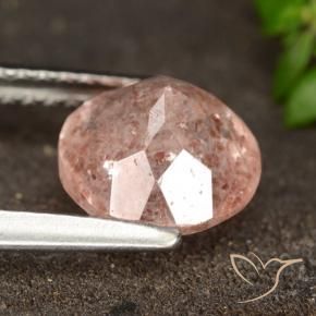 Cuarzo fresa Rosado naranja natural de 1.75 ct, Redondo, Translúcido
