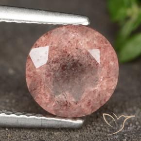 Cuarzo fresa Rosado rosa intenso natural de 1.83 ct, Redondo, Translúcido