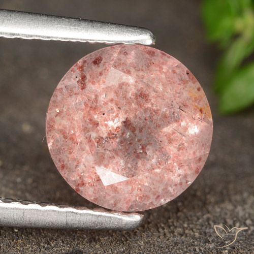 1.73ct Natural Rosado terroso Cuarzo fresa, Redondo, Translúcido
