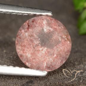 Cuarzo fresa Rosado terroso natural de 1.73 ct, Redondo, Translúcido