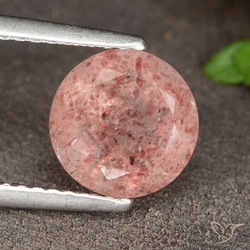 1.70ct Natural Rosado medio Cuarzo fresa, Redondo, Translúcido