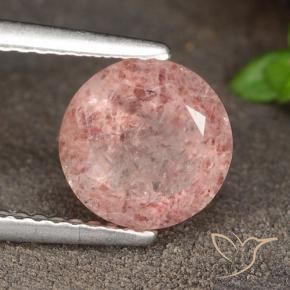 Cuarzo fresa Rosado medio natural de 1.70 ct, Redondo, Translúcido