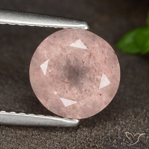1.93ct Natural Rosado flamingo Cuarzo fresa, Redondo, Translúcido