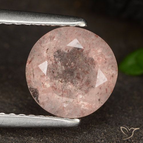 1.78ct Natural Rosado claro Cuarzo fresa, Redondo, Translúcido