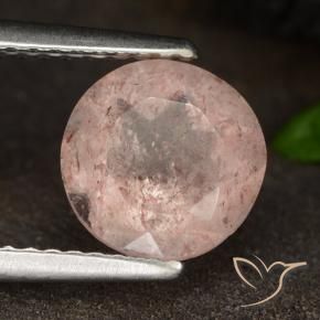 Cuarzo fresa Rosado claro natural de 1.78 ct, Redondo, Translúcido