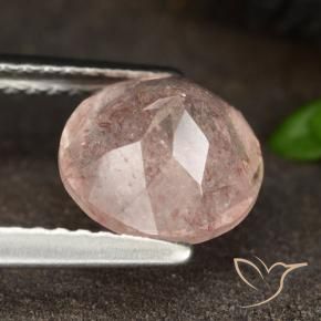 Cuarzo fresa Rosado claro natural de 1.78 ct, Redondo, Translúcido