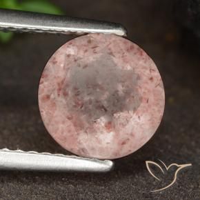 Cuarzo fresa Rosado terroso natural de 1.78 ct, Redondo, Translúcido