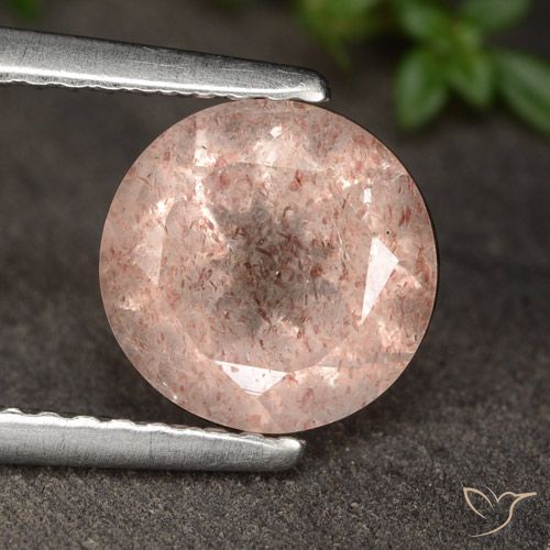 1.72ct Natural Rosado claro medio Cuarzo fresa, Redondo, Translúcido
