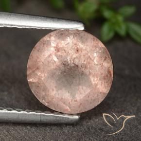 Cuarzo fresa Rosado claro medio natural de 1.72 ct, Redondo, Translúcido
