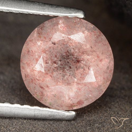 1.88ct Natural Rosado flamingo Cuarzo fresa, Redondo, Translúcido