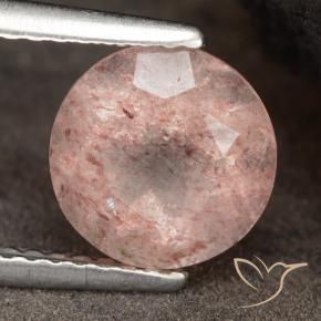 Cuarzo fresa Rosado flamingo natural de 1.88 ct, Redondo, Translúcido
