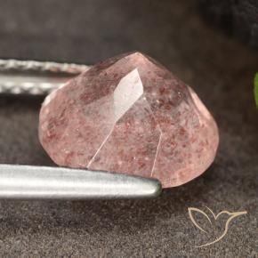 Cuarzo fresa Rosado flamingo natural de 1.88 ct, Redondo, Translúcido