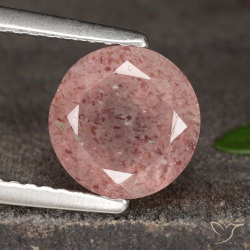 1.72ct Natural Rosado claro Cuarzo fresa, Redondo, Translúcido