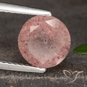 Cuarzo fresa Rosado claro natural de 1.72 ct, Redondo, Translúcido