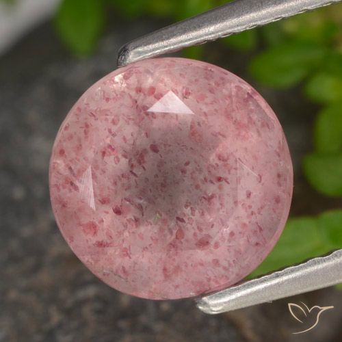 1.90ct Natural Rosado claro medio Cuarzo fresa, Redondo, Translúcido