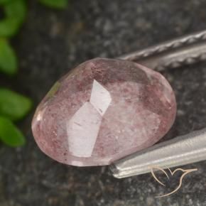 Cuarzo fresa Rosado claro natural de 1.66 ct, Redondo, Translúcido