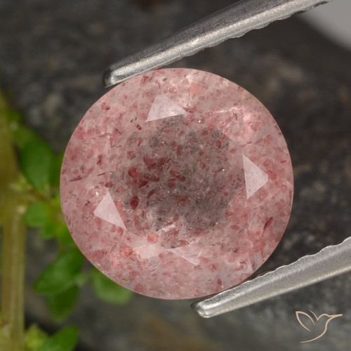 1.77ct Natural Rosado claro Cuarzo fresa, Redondo, Translúcido