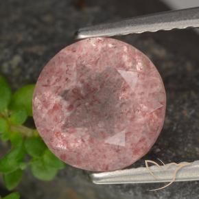 Cuarzo fresa Rosado claro natural de 1.77 ct, Redondo, Translúcido