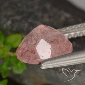 Cuarzo fresa Rosado claro natural de 1.77 ct, Redondo, Translúcido